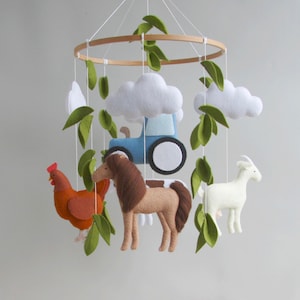 Felt Farm Animal Baby Mobile: Barnyard Nursery Decor