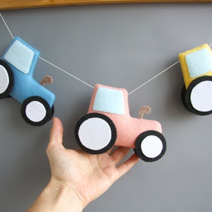 3-Piece Tractor Felt Bunting Banner - Baby Shower Boy Birthday Party Decor Garland - View #4