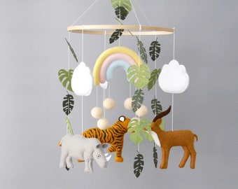 Jungle mobile baby boy girl Animals crib mobile Baby shower gift Hippo tiger antilope nursery mobile congratulations baby