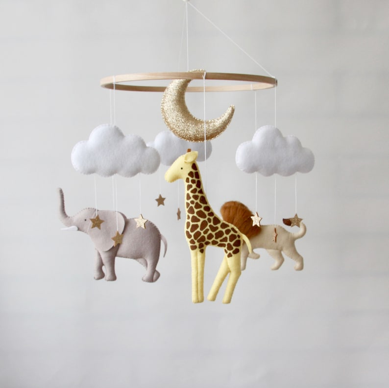 Safari Animal Mobile Nursery Jungle Theme Crib Mobile Baby Etsy