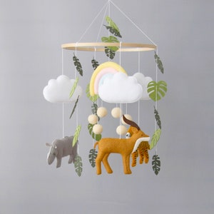 Jungle mobile baby boy girl Animals crib mobile Baby shower gift Hippo tiger antilope nursery mobile congratulations baby image 2