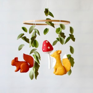 Mushroom baby mobile Woodland mobile for nursery Crib mobile Baby shower gift New mom gift Congratulations baby Forest animal mobile