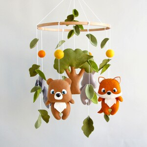 Woodland animal baby crib mobile Baby shower theme Woodland mobile nursery Expecting mom gift Pregnancy gift Forest nursery decor Baby gift image 9