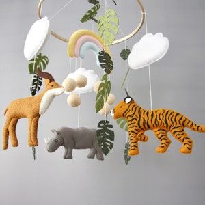 Jungle mobile baby boy girl Animals crib mobile Baby shower gift Hippo tiger antilope nursery mobile congratulations baby image 10