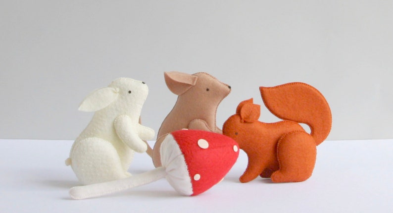 Felt woodland animals Christmas ornaments Baby shower gift New mom gift Woodland party favor Forest nursery decor Set of 4 image 4