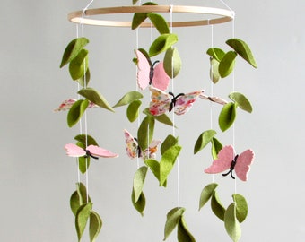 Móvil de cuna con mariposas para bebé, regalo para baby shower para niñas, regalo único para bebé recién nacido, regalo para mamá primeriza, guardería con mariposas, recuerdos de mariposas