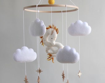 Dragon baby mobile Cloud stars crib mobile nursery Baby mobile boy girl Baby shower gift  newborn Congratulations baby Pregnancy gift