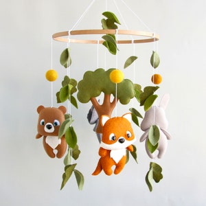 Woodland animal baby crib mobile Baby shower theme Woodland mobile nursery Expecting mom gift Pregnancy gift Forest nursery decor Baby gift image 7