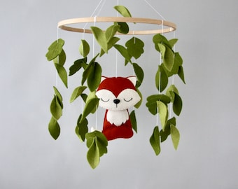 Fox baby crib mobile for nursery, Expecting mom gift