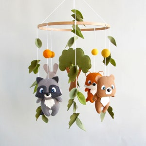 Woodland animal baby crib mobile Baby shower theme Woodland mobile nursery Expecting mom gift Pregnancy gift Forest nursery decor Baby gift image 5