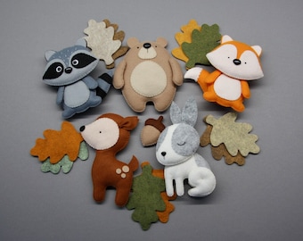Woodland nursery decor Felt woodland animals Forest animals Baby room decor Christmas decoration Felt animals ornaments  Baby mobile