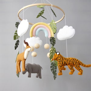 Jungle mobile baby boy girl Animals crib mobile Baby shower gift Hippo tiger antilope nursery mobile congratulations baby image 6