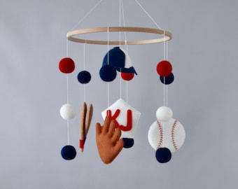 Baseball mobile Lit bébé mobile garçon fille Sports mobile pépinière Baby shower Attend maman cadeau Nouveaux parents cadeau Sports thème de la crèche