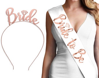 Rose Gold Bide to be Sash and Tiara - Bride to be Sash - Bride Sash - Bachelorette Party Sash - Hen Do Sash - Hen party - Hen Accessories