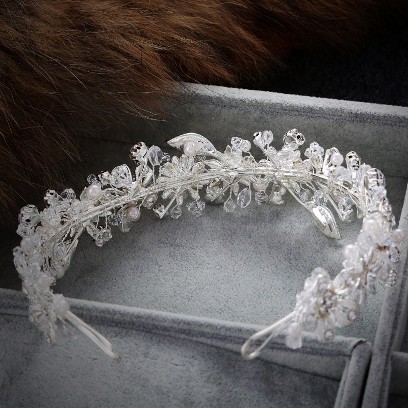 Silver Princess Headband Silver Flower Girl Hairband Etsy