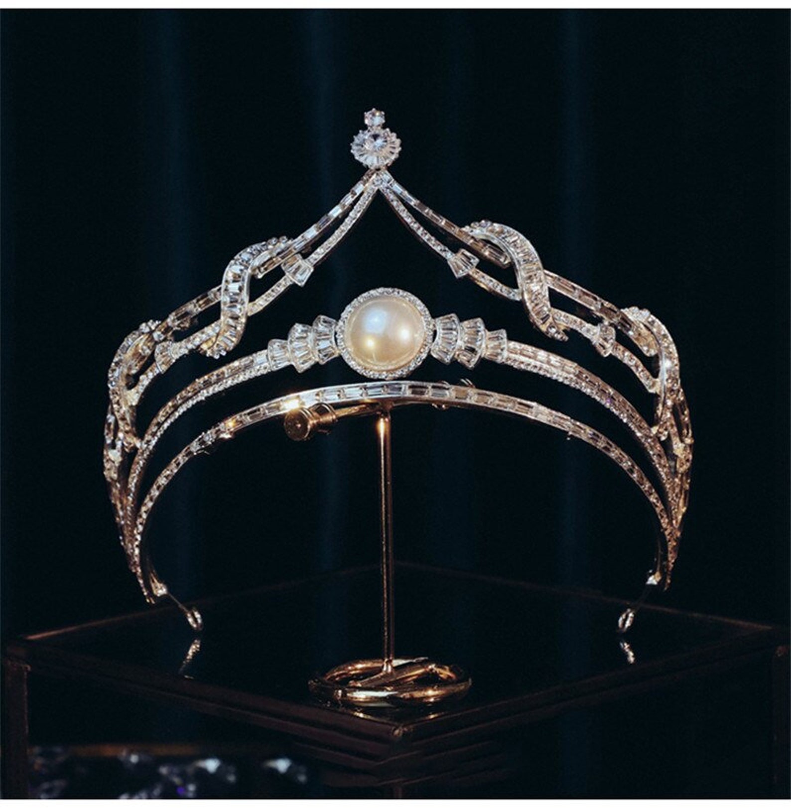 Gold Pearl Pearl Wedding Tiara Silver Tiara Pearl Etsy