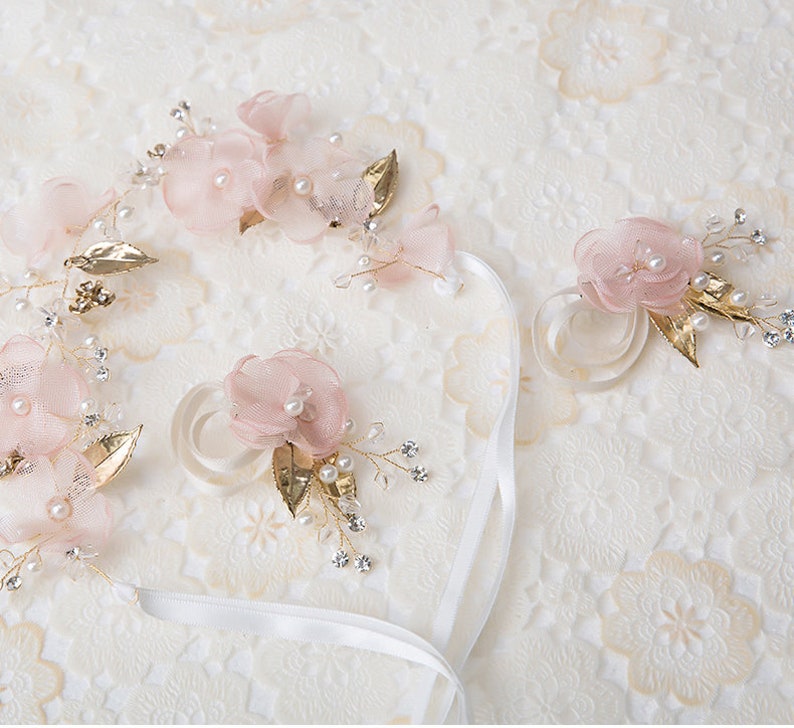 Pink Flower Girl Tiara Flower Girls Hair Pieces Flower Girl Hair Accessories Pink Flower Hair Piece Pink Tiara Wedding Hair Accessory