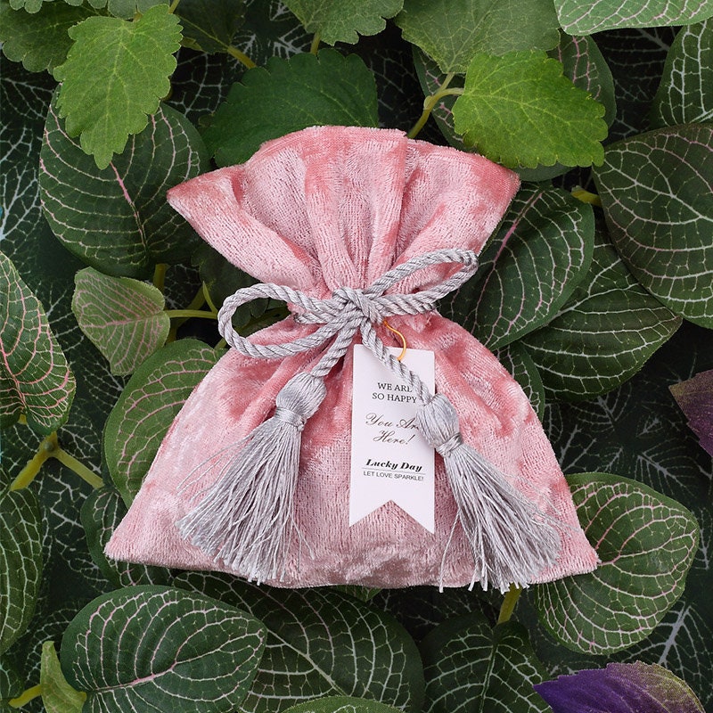Rose Gold Velvet Pouches Wedding Favors Pink Wedding Etsy