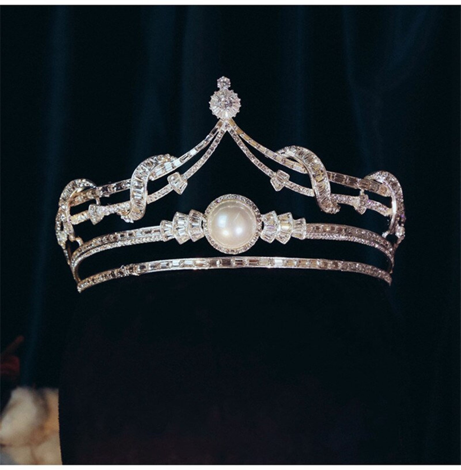 Gold Pearl Pearl Wedding Tiara Silver Tiara Pearl Etsy