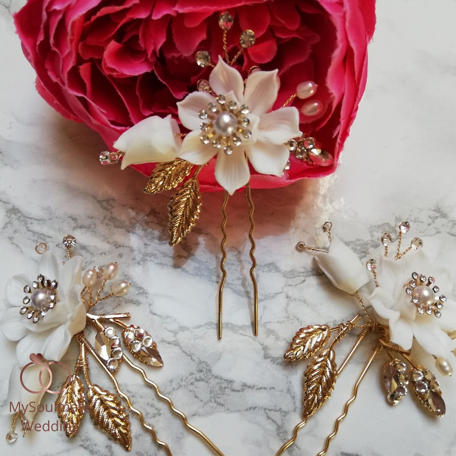 Gold Ceramic Hair Pins Gold Hair Pins Prom Hair Pins Etsy