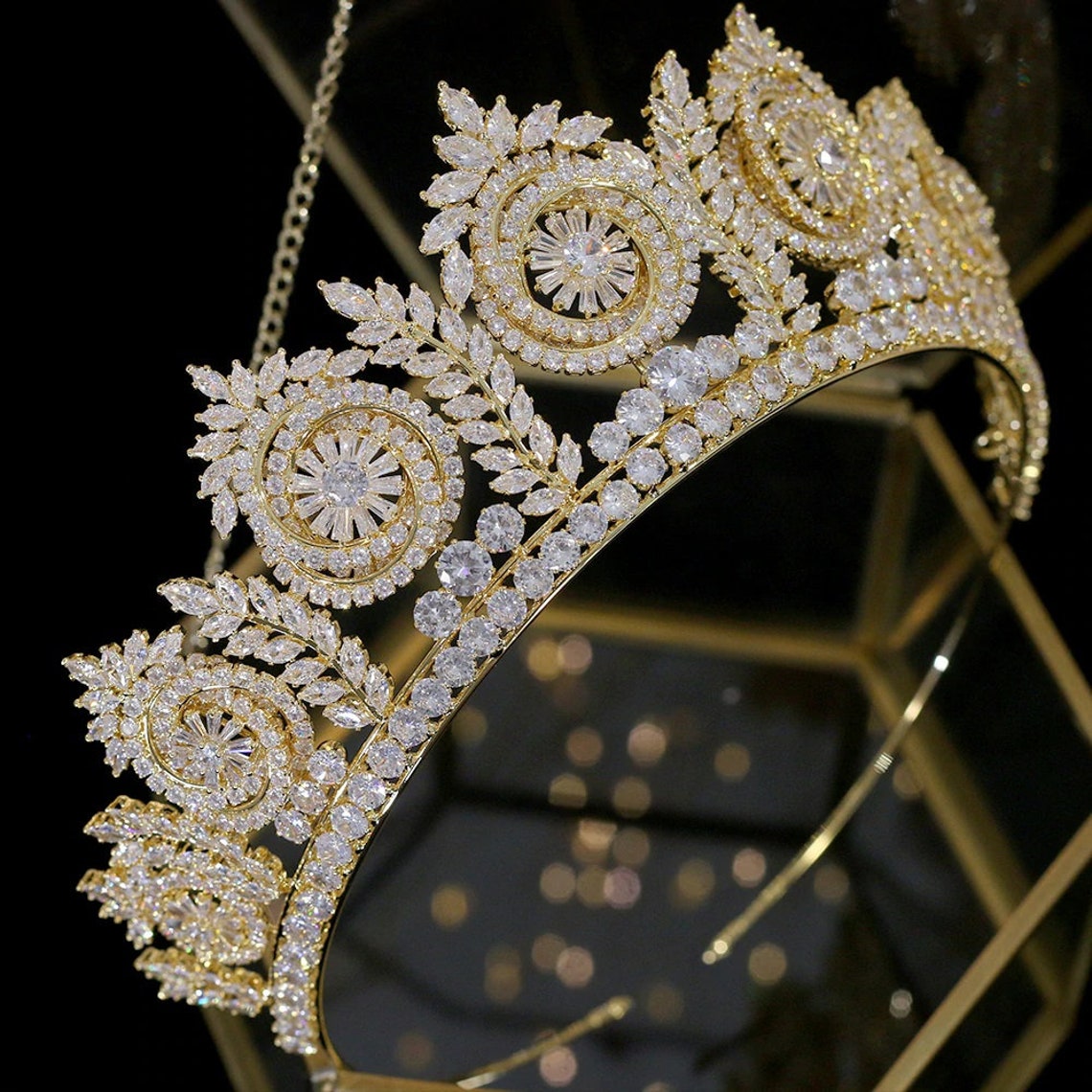 Luxurious Royal Crystal Tiara Gold Wedding Tiara Gold Crown Etsy