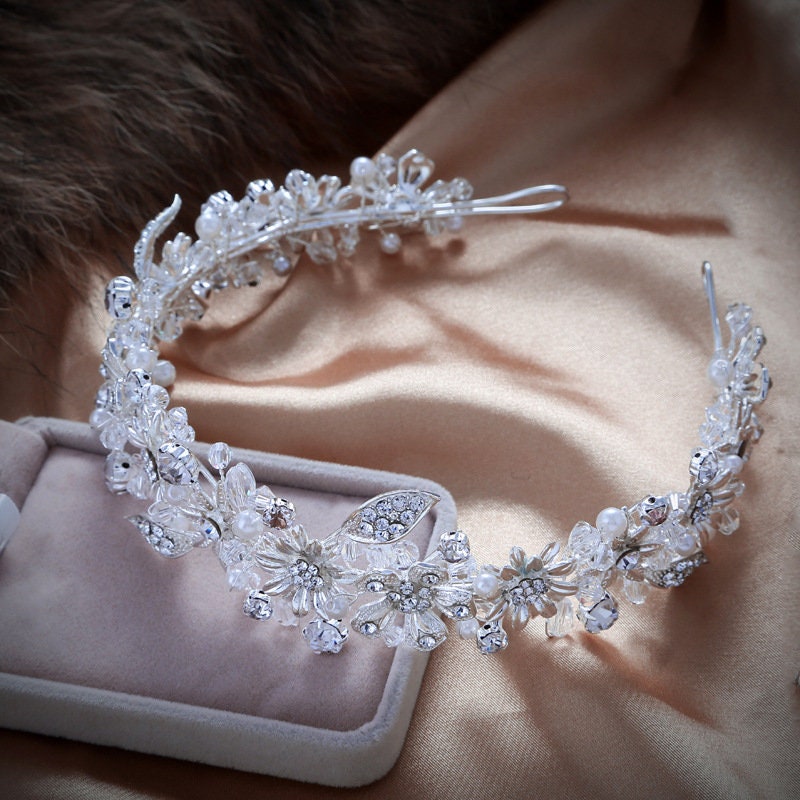 Silver Princess Headband Silver Flower Girl Hairband Etsy