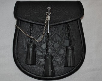 Semi Dress Buffalo Skin Sporran 3 Tassels With Chain Belt