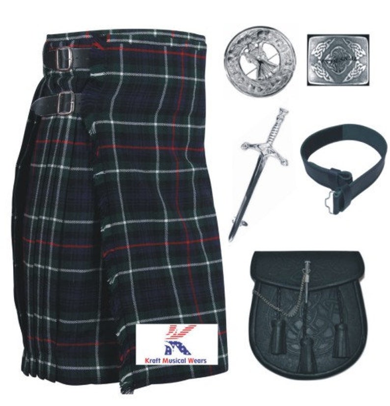 Belt Pin Buckle /& Kilt Fly Plaid Brooch New Men/'s 5 Yard Scottish Irish Tartan Kilt Mackanzie 13oz Highland Casual Kilt Sporran