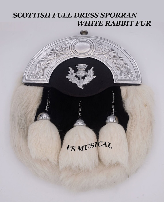 Men/'s Full Dress Sporran Red Rabbit Fur Celtic Candle //Scottish Kilt Sporrans