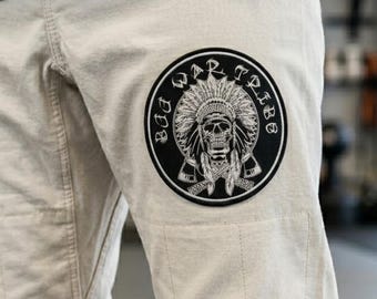 Jiu Jitsu Patches, BJJ Gi Kimono Patch Indian Skull Design, MMA Brazilian Jiu Jitsu Gifts for Men and Women, BJJ Blue Belt Gift