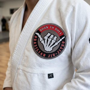 Parches para kimono de Jiu Jitsu Brasileño, parche Born to Roll BJJ, accesorios para kimono, regalos de artes marciales, parches de cinturón negro de BJJ.