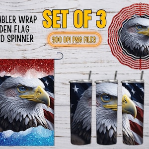 Wind Spinner PNG 4th July Bundle, American Flag Patriotic Tumbler Wrap, USA Png Sublimation Design, Red White and Blue Garden Flag Eagle Png