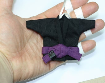 Purple BJJ Belt Rank Keychain, Kids Jiu Jitsu Gifts, Black Jiu-Jitsu Gi for Car, Jiu Jitsu Christmas Gifts and Best BJJ Gift Ideas