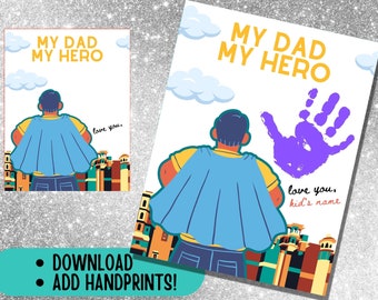 Superhero Handprints for Father's Day, Daddy You Are My Superhero Last Minute Father's Day Gift Ideas DIY, Toddler, Preschool Crafts for Dad