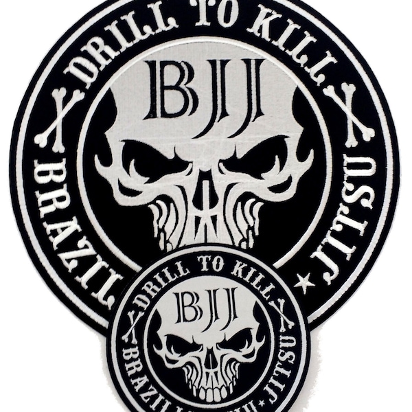 Jiu Jitsu Patch BJJ Ensemble de patchs de Jiu Jitsu brésilien pour BJJ Gi 4,7 et 9,8 pouces Foret pour tuer le squelette Gi Patch BJJ Cadeaux pour les amateurs de Jiu Jitsu