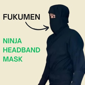 Fukumen - Ninja Headband Mask, One-Piece Hood Cloth from the Shinobi Shozoku Authentic Ninja Dress Costume, Japanese Ninjutsu Uniform