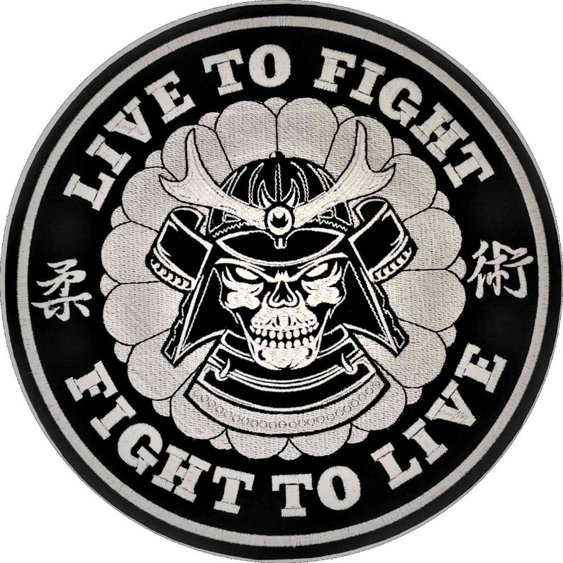 Jiu Jitsu Patches Live to Fight 4.7 inches BJJ Gift for Jiu Jitsu Lovers BJJ Gi Patch MMA Gifts for Jiu Jitsu Dad Skeleton Jiu Jitsu Patch image 3