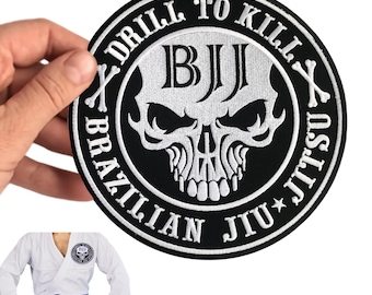 Jiu Jitsu Patches Drill to Kill Skeleton BJJ Gi Patch, Jiu Jitsu Gifts for Men Women, Martial Arts MMA Grappler Gear Accessories