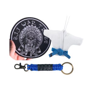 BJJ Blue Belt Gift Set of 3 Items, Jiu Jitsu Gifts for Men and Women, Martial Arts Accessory - Jiu Jitsu Patch, BJJ Keychain and Kimono