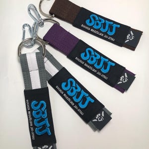 BJJ Jiu Jitsu Keychain, BJJ Belt Ranks White Blue Purple Brown Black