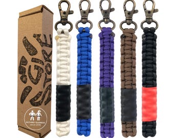 HANDMADE Paracord BJJ Keychain, Jiu Jitsu Gifts for Men and Women, Ranked JiuJitsu Present - White, Blue, Purple, Brown, Black