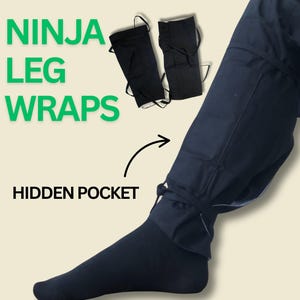 Kyahan Leg Wraps (with Pocket) for Ninja Dress Uniform, Ninjutsu Leggings for Martial Art Practice, Cosplay Costume