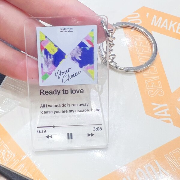 NEW! | SEVENTEEN Ready To Love song keychain, kpop spotify song keychain, Your Choice keychain, kpop phone charm, airpods charm keyring