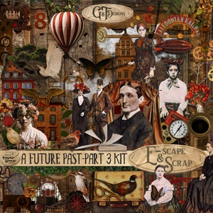 A Future Past-Part 3, Steampunk Kit, Victorian Kit, Vintage Kit, Digital Download, Digital Scrapbooking, Digital Art, Grunge, Graphics