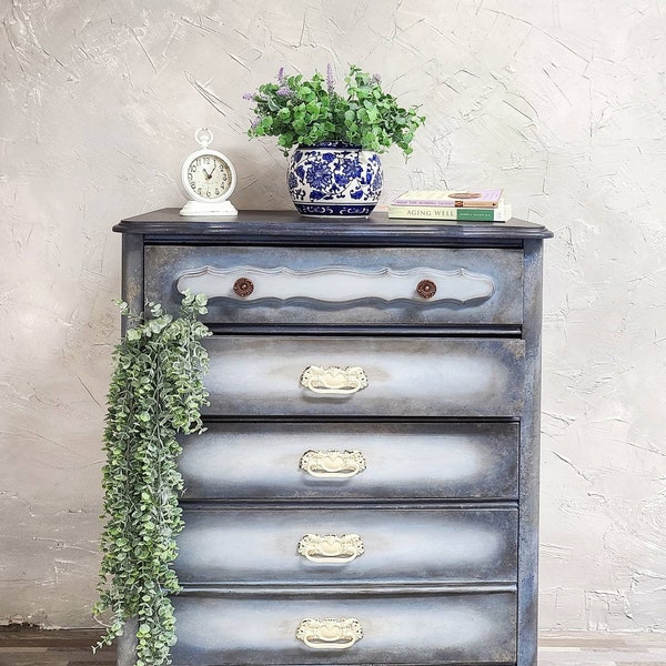 SOLD!!! Do not purchase! Gorgeous Rustic Blue Farmhouse French Provincial Dresser