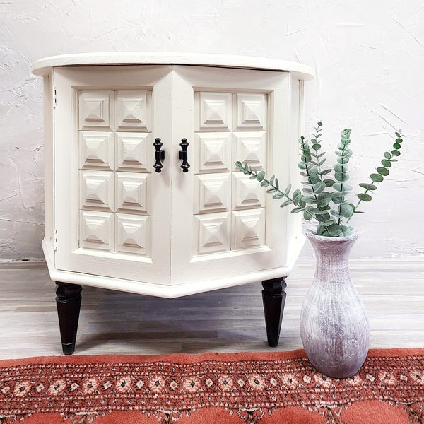 SOLD!!! Do not purchase! Mid-Century White and Black End Table, Side Table or Nightstand