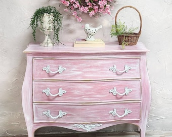 SOLD!!! Do not purchase! Charming French Cottage Bombe Chest of Drawers, Shabby Chic