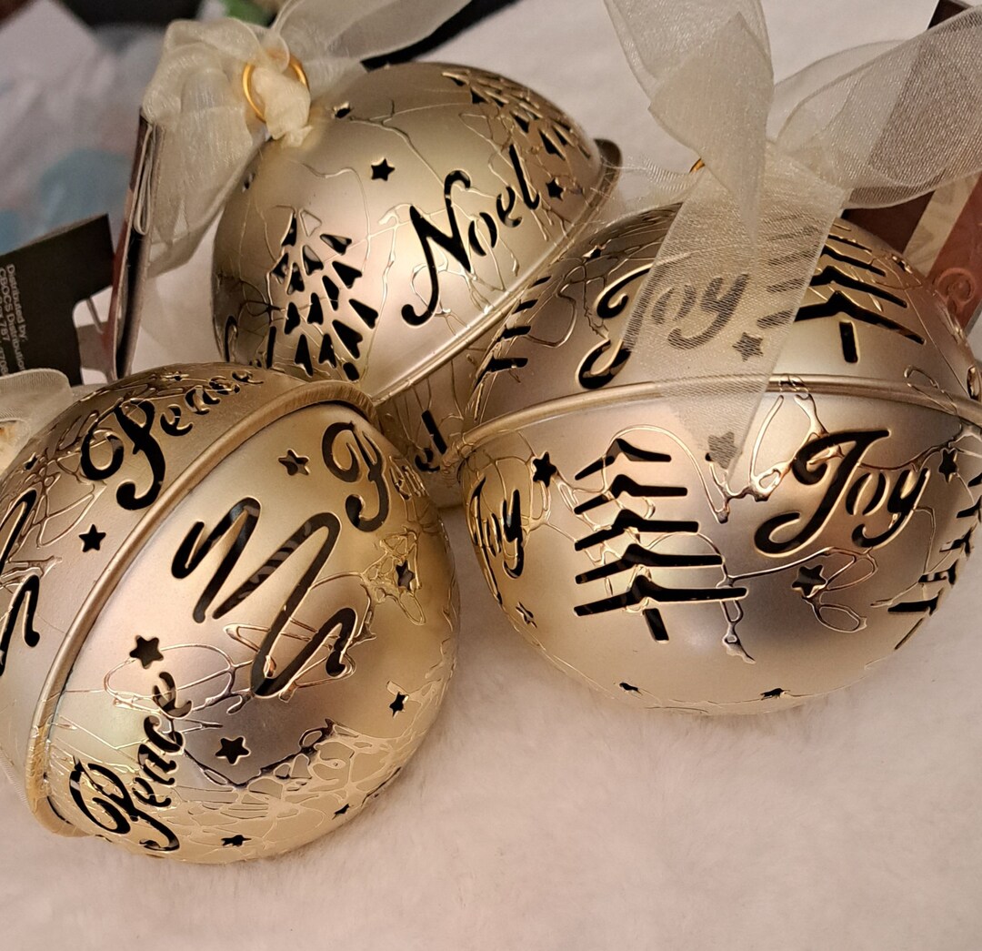 Old New Stock Gold Christmas Balls With Bells on the Inside Etsy