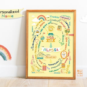 Finde deinen Weg durch Affirmations Spiral Path | A5 A4 A3 islamisches Poster für Kinder, personalisierte Option, Kinderwandkunst, Kinderzimmerdekor