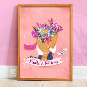 Querida menina, coisas lindas esperam | Impressão de ilustração islâmica A5 A4, decoração de parede de quarto de buquê de flores